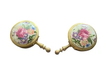 Vintage Fragonard Floral Porcelain Silent Butler Cigarette Ashtray & Pill Case