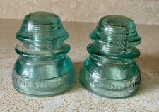 Vtg Whitall Tatum Co. No. 1 Aqua Green Blue Glass Insulator Made In USA Lot Of 2