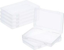 9x6x1.2inch Clear Storage Box with Hinged Lid, 6Pack Plastic Stackable Rectangle