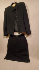 1990s Casual Corner Skirt Suit Sz 8 Black Women's 2 Piece Set Lined Business
