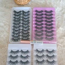 K&uuml;nstliche Wimpern Strips Set schwarz, mehrere Paare inkl. wasserfest Kleber
