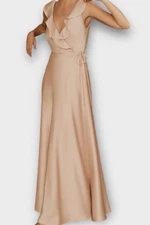 Sachin & Babi Women’s Tansy Dress Gown Size 10 Satin Charmeuse Maxi Prom Oyster