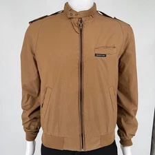 Vintage 1980s Members Only Brown/Tan Racer Lightweight Bomber Jacket (M)