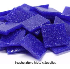 Cobalt Dark Blue Vitreous Glass Mosaic Tile Pieces - 25 Tiles 3/4 inch
