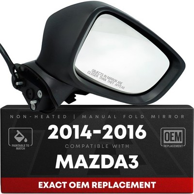 Passenger Side Mirror For Mazda 3 Power Non-Heated Manual Fold Convex Smooth
