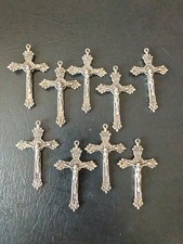 LOT of 9 Silver Tone Cross Pendants / Charms Faith Jewelry Making Christian