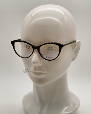 Chanel CH3393 C01 Tortoise Cat Eye Acetate Eyeglasses 100