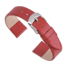 Genuine Leather Band 20mm Flat Leather Watch Strap for Men and Women Red