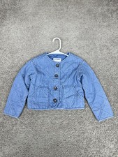 Old Navy Jacket Girls XS 5 Blue Quilted Denim Button Front Lined Short