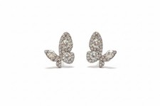 Silver Tone Pave Sparking Rhinestones Cubic Zirconia Butterfly Stud Earrings