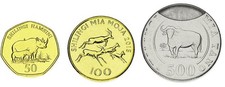 Tanzania set of 3 coins 2012-2015 AU-UNC Animals 50, 100, 500 shillings