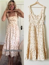 NWT Reformation SIZE 12 Rowen 100% linen yellow floral midi dress - Julius print