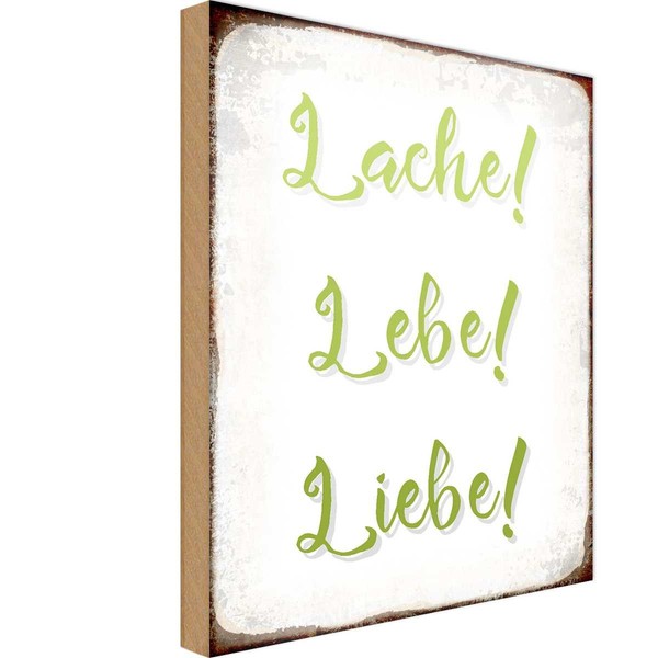 Holzschild 18X12 Cm Lache Lebe Liebe Dekoration Deko Geschenk Holz Schild-image