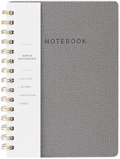 Spiral Notebook-5.75" x 8.125" Journal with Back Pockets and 160 Lined Pages,PU