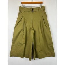 Ulla Johnson Shelby Culotte Wide Leg Belted Pants Olive Green Women's Size 8
