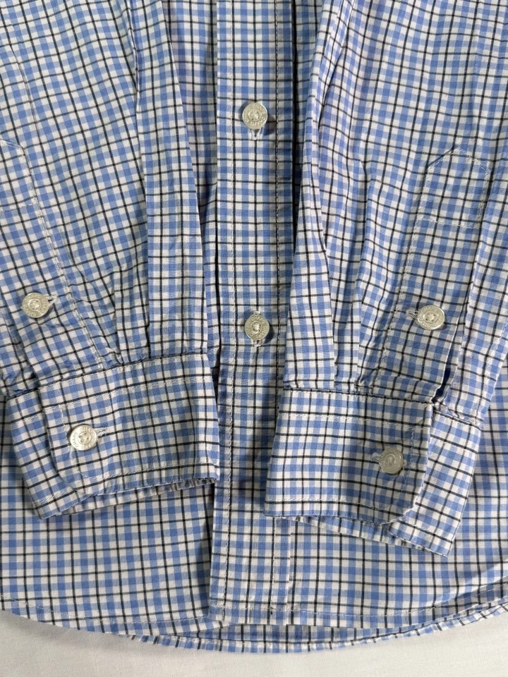 Chaps Boy's Plaid Long-Sleeve Button-Down Blue/White, Size 7 - Image 3 of 4