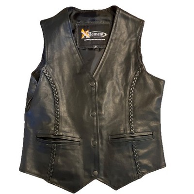 Xelement Advanced Women s Leather Motorcycle Jacket Sleeveless Black Size M