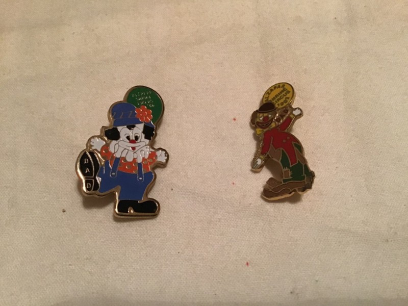Shrine Circus Clown Pins – Red Enamel Souvenir, Vintage Circus Theme 1982