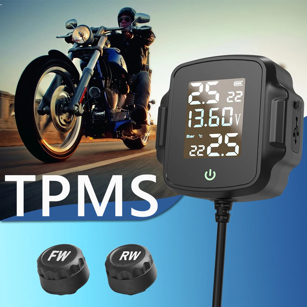 Motorcycle TPMS Tire Pressure Monitoring System with Temperature Alarm
