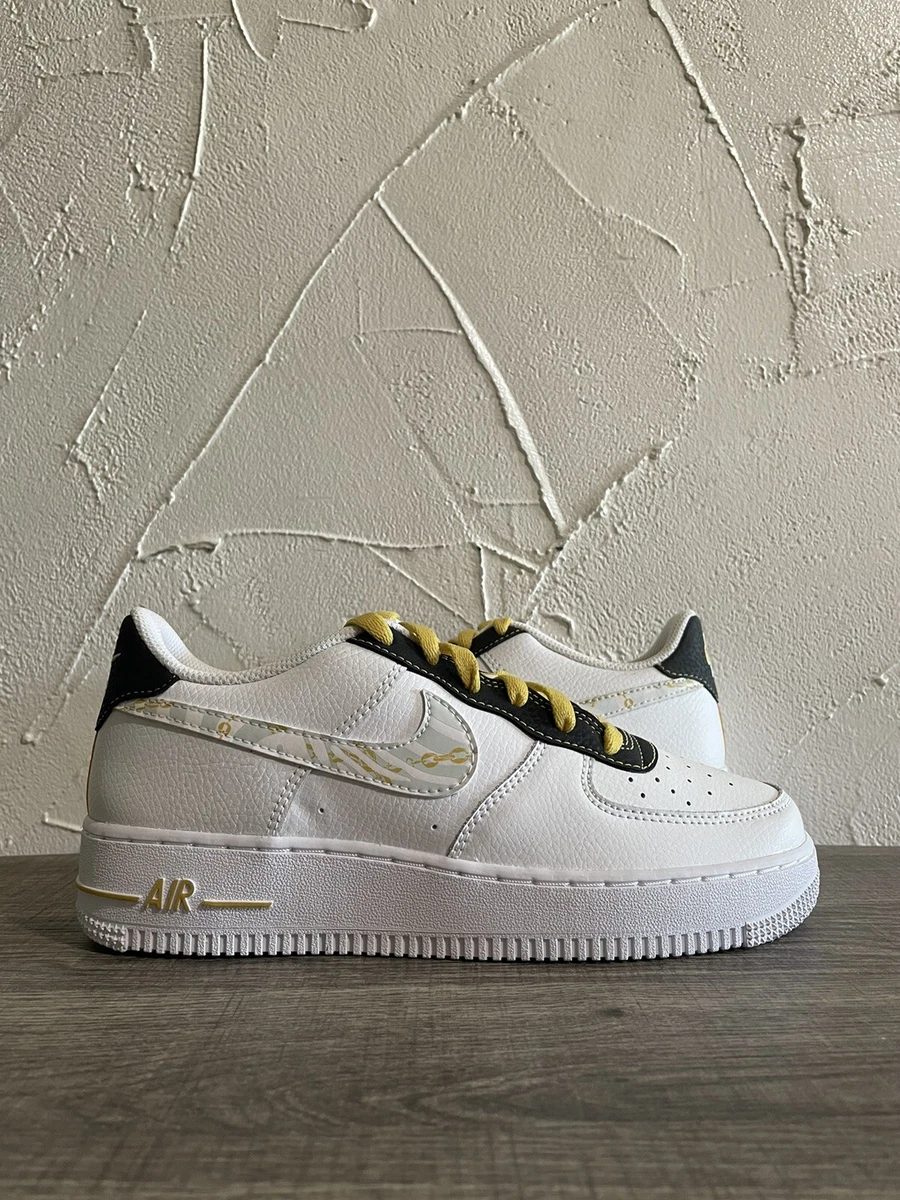 Nike Air Force 1 07 LV8 Gold Links Zebra Print Size 6Y/7.5W DH5480-100