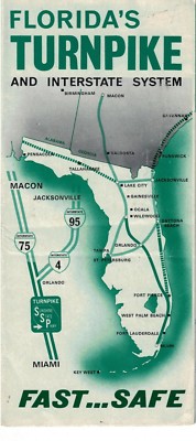 1960s Brochure Florida's Turnpike and Interstate System with map