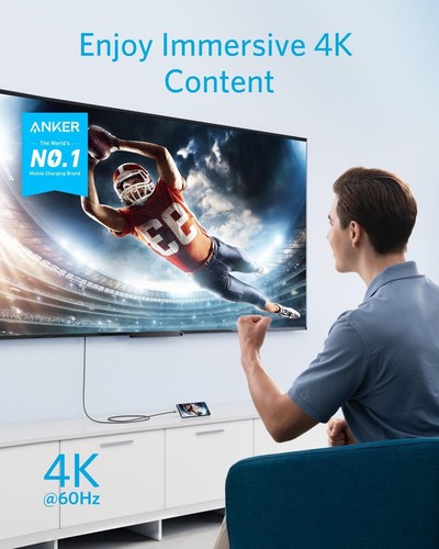 Anker USB C na HDMI Kabel do domowego biura 6ft, Typ C na HDMI Adapter Kabel 4K 6 - Zdjęcie 3 z 7