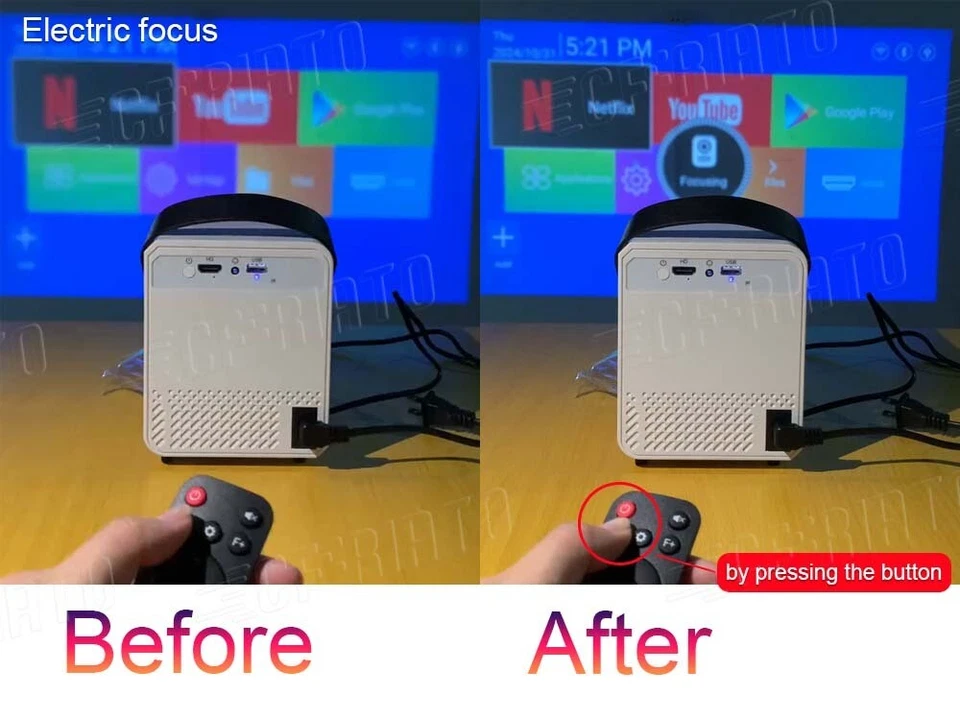 4K 1280P Electric Focus Mini Projector LED WiFi Bluetooth Portable Home Theater - Image 2 of 4