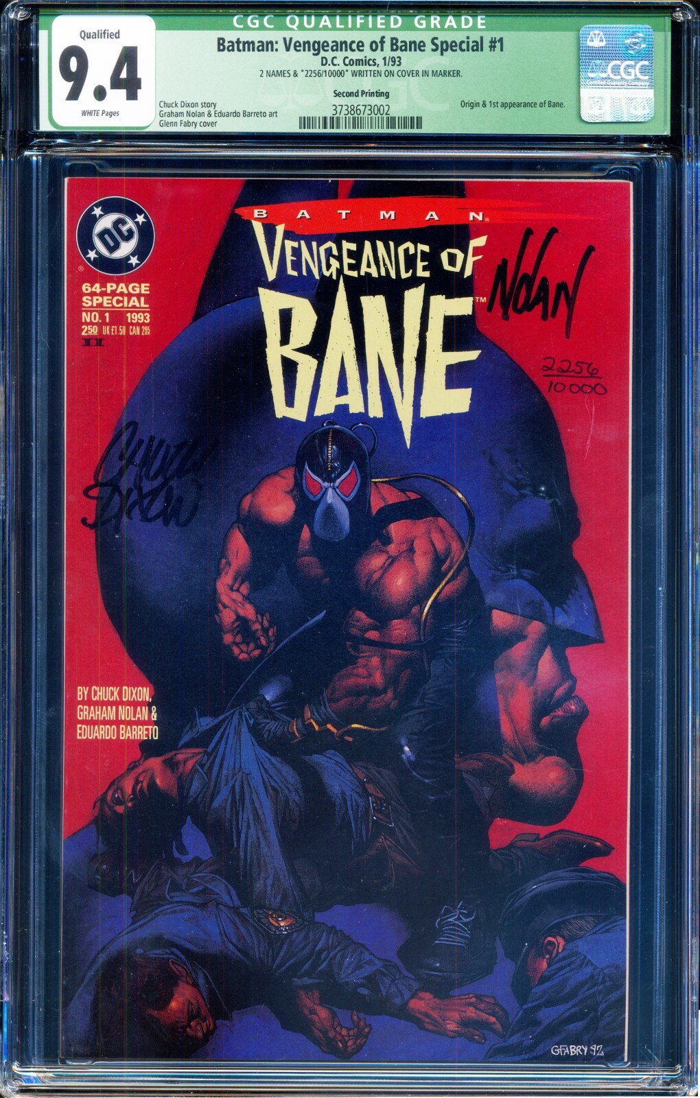 *Signed Chuck Dixon & Graham Nolan* Batman Vengeance of Bane 1 CGC SS 9.4 w/ COA