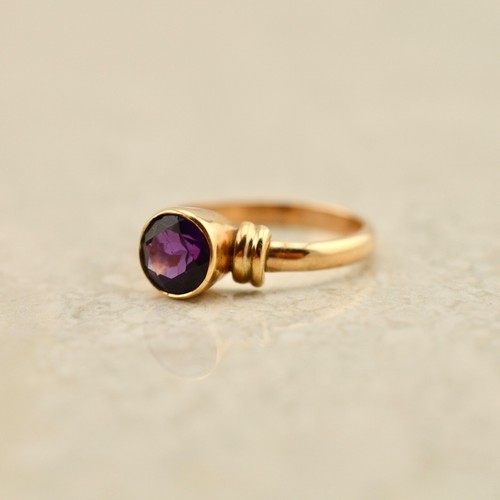 Antique C.1900s 9ct solid rose gold large Amethyst set Solitaire ring ~ sz 6.5 - Picture 4 of 7