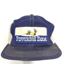 Vtg Pepperidge Farm K-Brand Patch Cap Logo USA Snap Back Trucker Baseball Hat