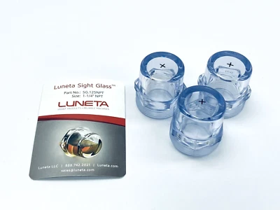 LUNETA, BALDOR, PARKER, ENERPAC, EATON, VICKERS LOT OF 3 LUNETA SG.125NPT SIGHT GLASSES 1-1/4" NPT THREAD