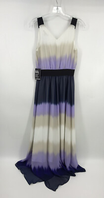 Express Maxi Dress Womens White Purple Ombre Sleeveless V-Neck Stripes Sz  XS EUC | eBay