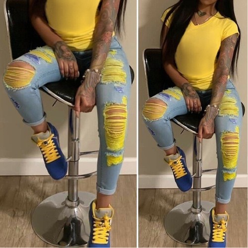 Ripped Jeans For Women Denim Pencil 