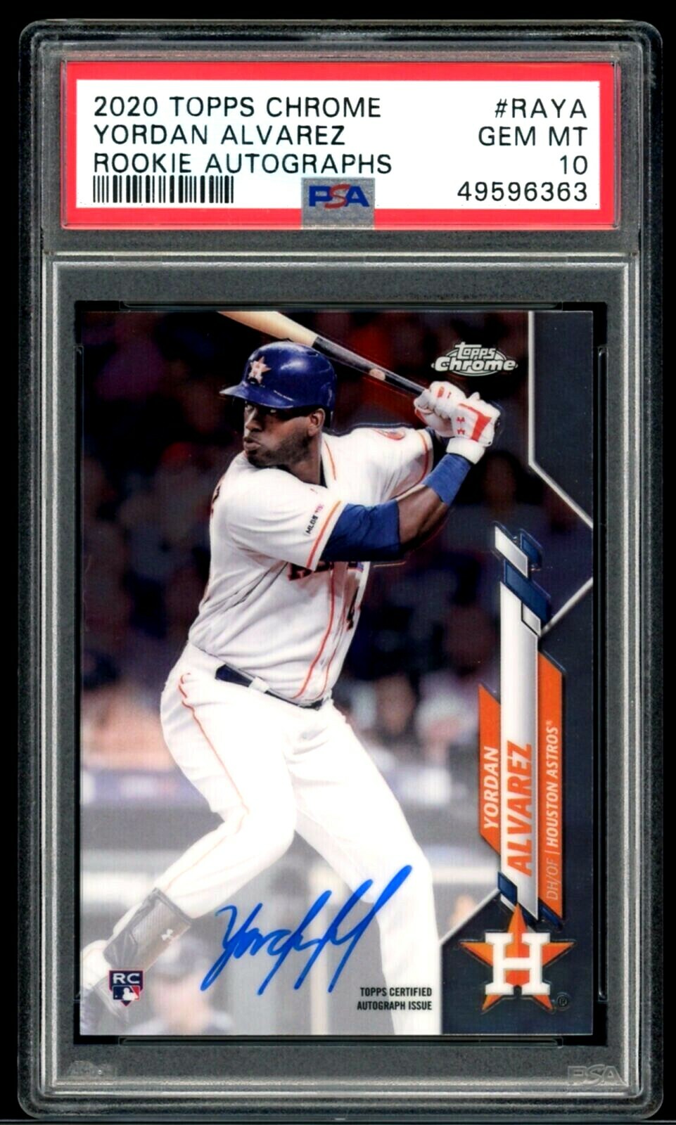 2020 Topps Chrome #RA-YA YORDAN ALVAREZ Rookie On-Card Auto Rookie RC PSA 10 GM view 1