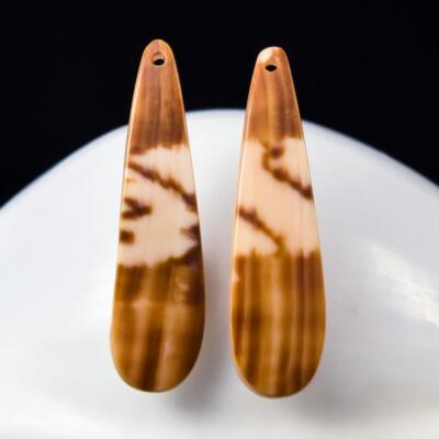 Natural Conus Sea Snail Shell Drop Earring Pair Cabochons Handmade 2.72 g