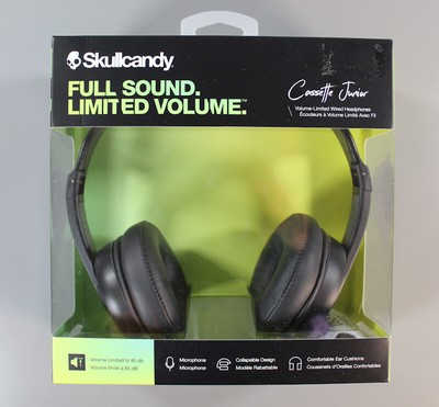 Skullcandy Cassette Junior Volume Limited 85db Wired Headphones Black New [GS N]