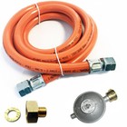 2m Gasschlauch + 50mbar Druckminderer + Übergang 1/2" R  x 1/4" lks f. Gasgrill