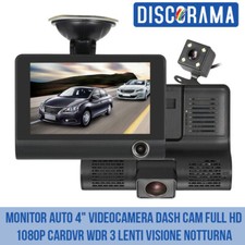 Monitor Auto 4" Videocamera Dash Cam Full HD 1080p Cardvr Wdr 3 Lenti V Notturna - Miniatura 1