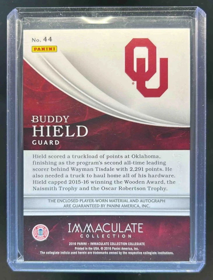 Parche Immaculate Collegiate Buddy Hield 2016-17 automático RC #71/99 Foto 2 de 2