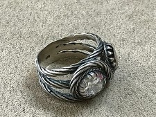 Sterling Silver 925 honey and clear quartz ring size 9