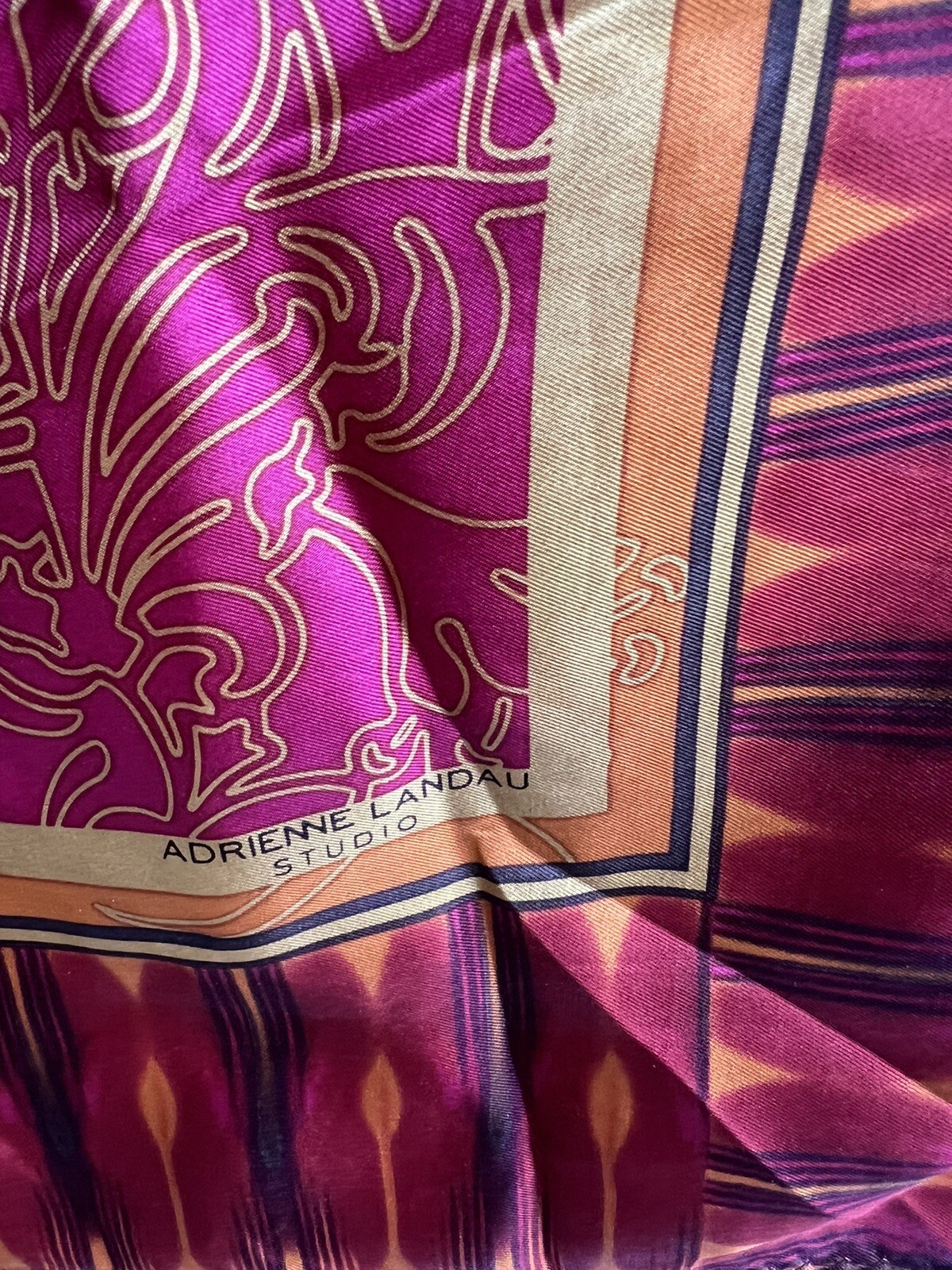 Adrienne Landau Studio Red Floral 100% Silk Scarf 34x34”