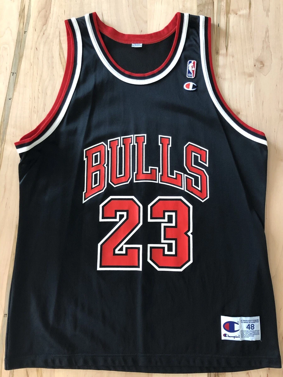 Vintage Champion Michael Jordan Jersey Chicago Bulls #23 NBA Size 48 Black