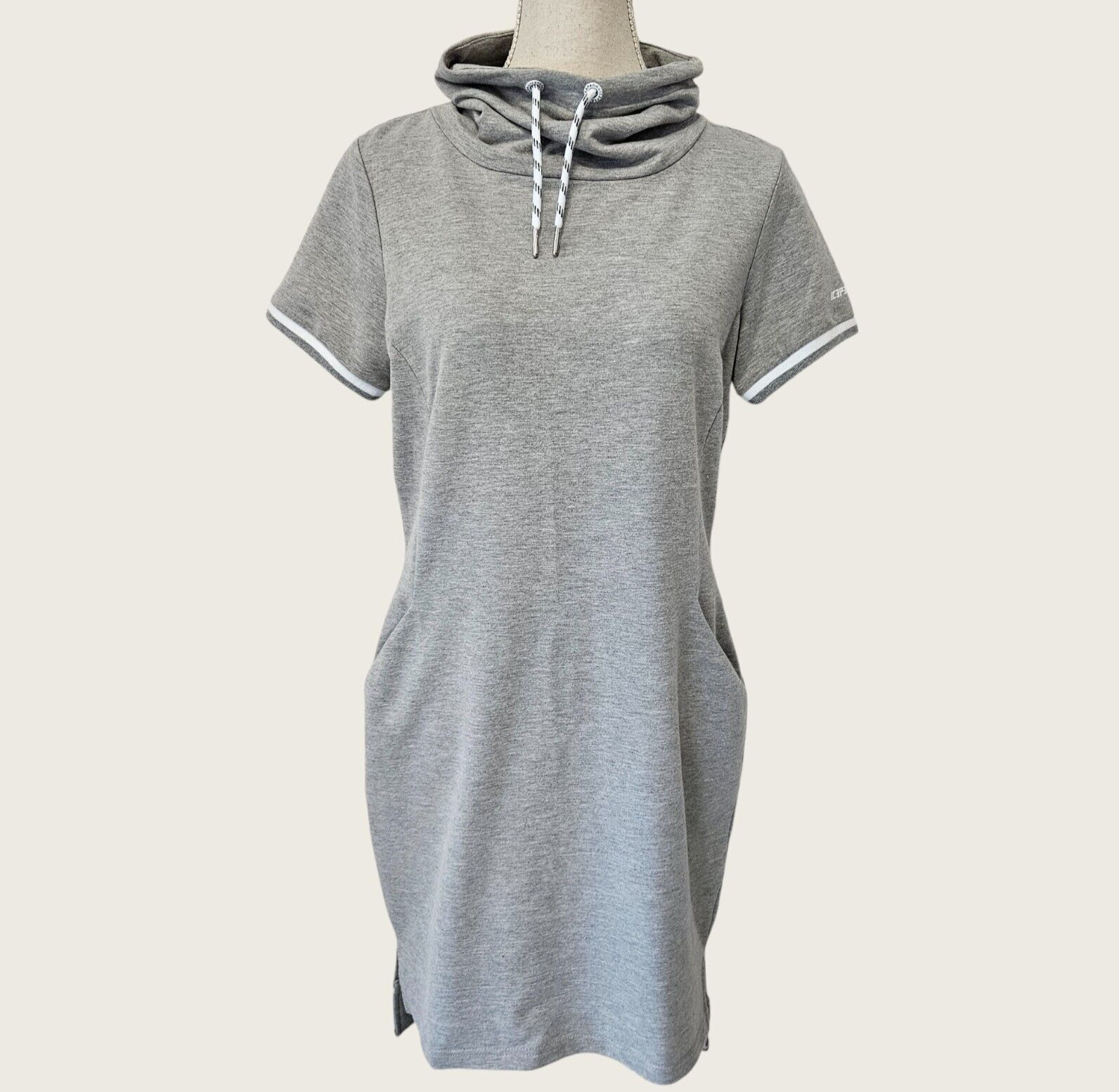 Icepeak Dress Sz M Athleisure Gray Short Sleeve Mock Neck Side Pockets