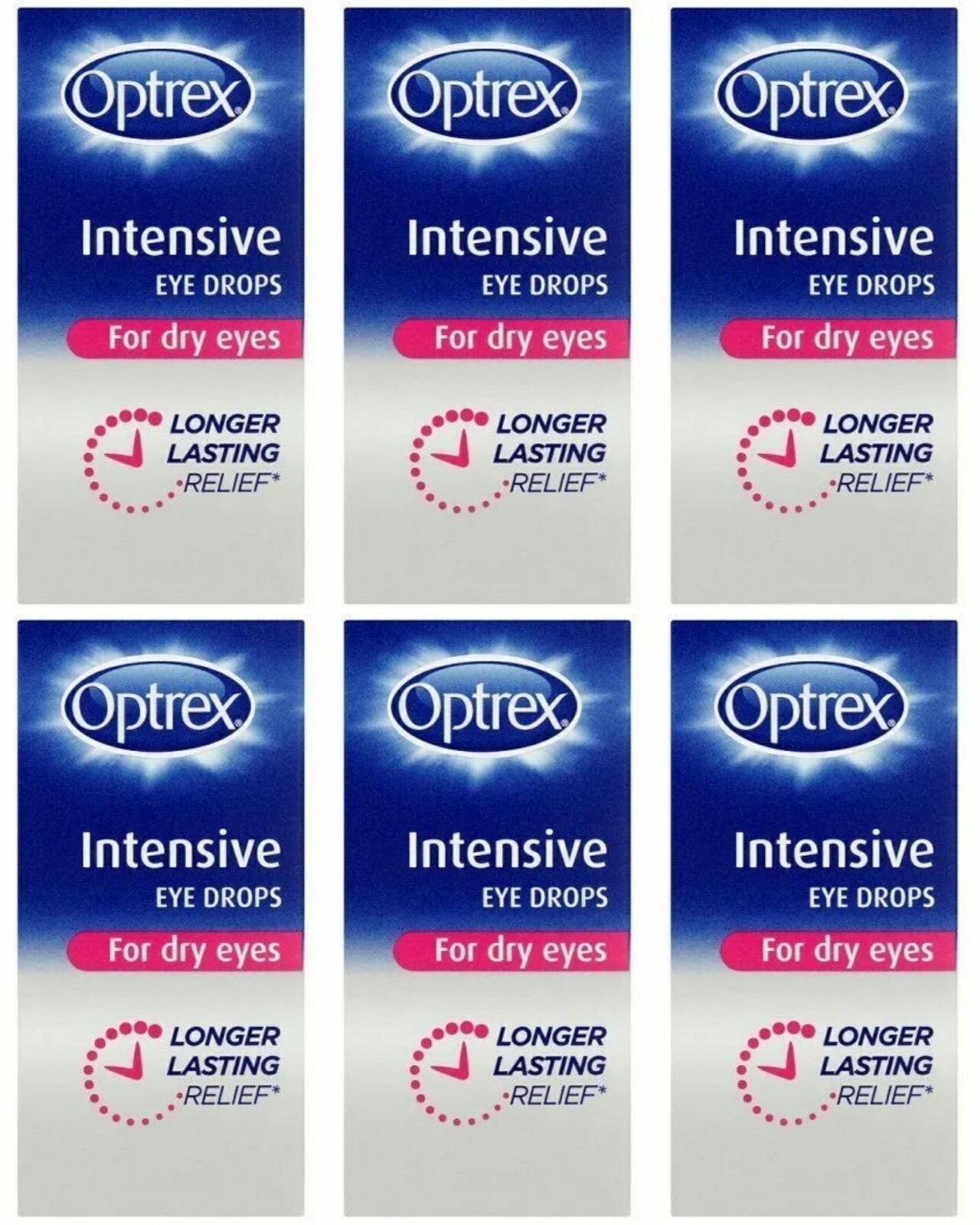 Optrex Intensive Eye Drops For Dry Eyes, Longer Lasting Relief 10ml x 6