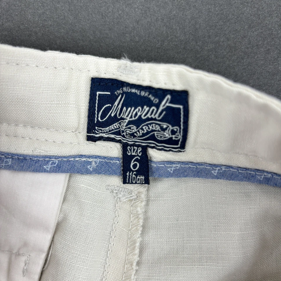 Mayoral Niño Talla 6 Beige Avena Lino Pantalones Rectos Uniforme Foto 3 de 4