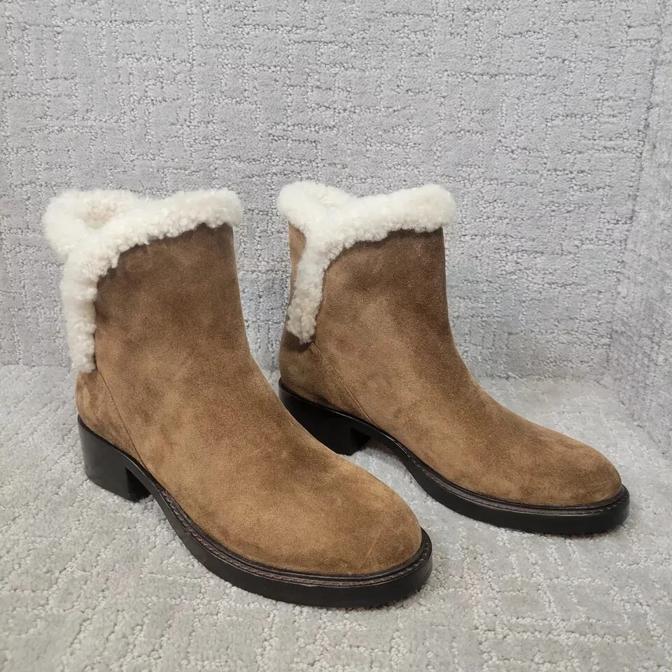 Botas de tornozelo Sigerson Morrison Hatty femininas tamanho UE 37,5 marrom camurça - Imagem 3 de 4