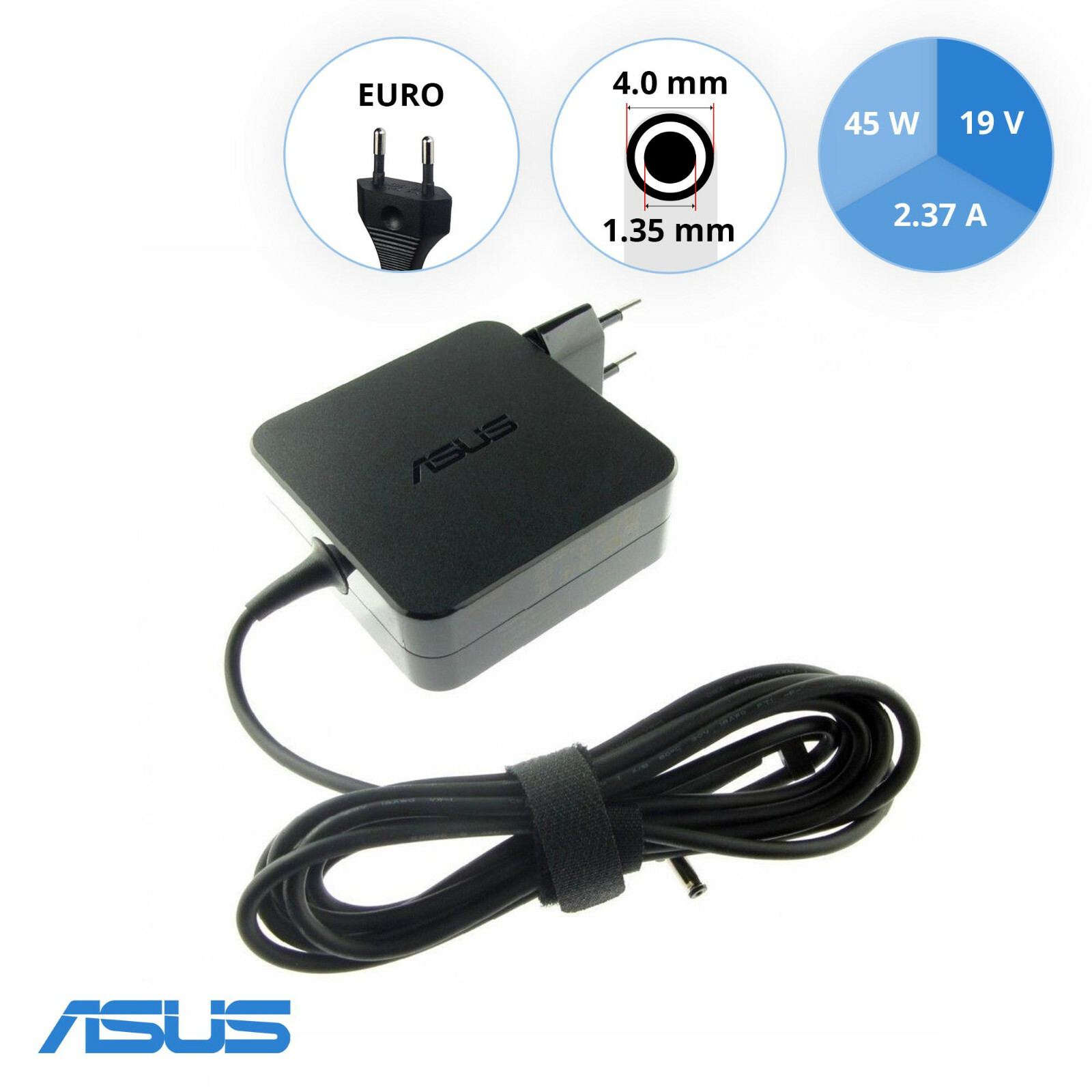 Chargeur ASUS ADP-45AW 45W 2.37A - Alimentation Portable De Remplacement, Noir