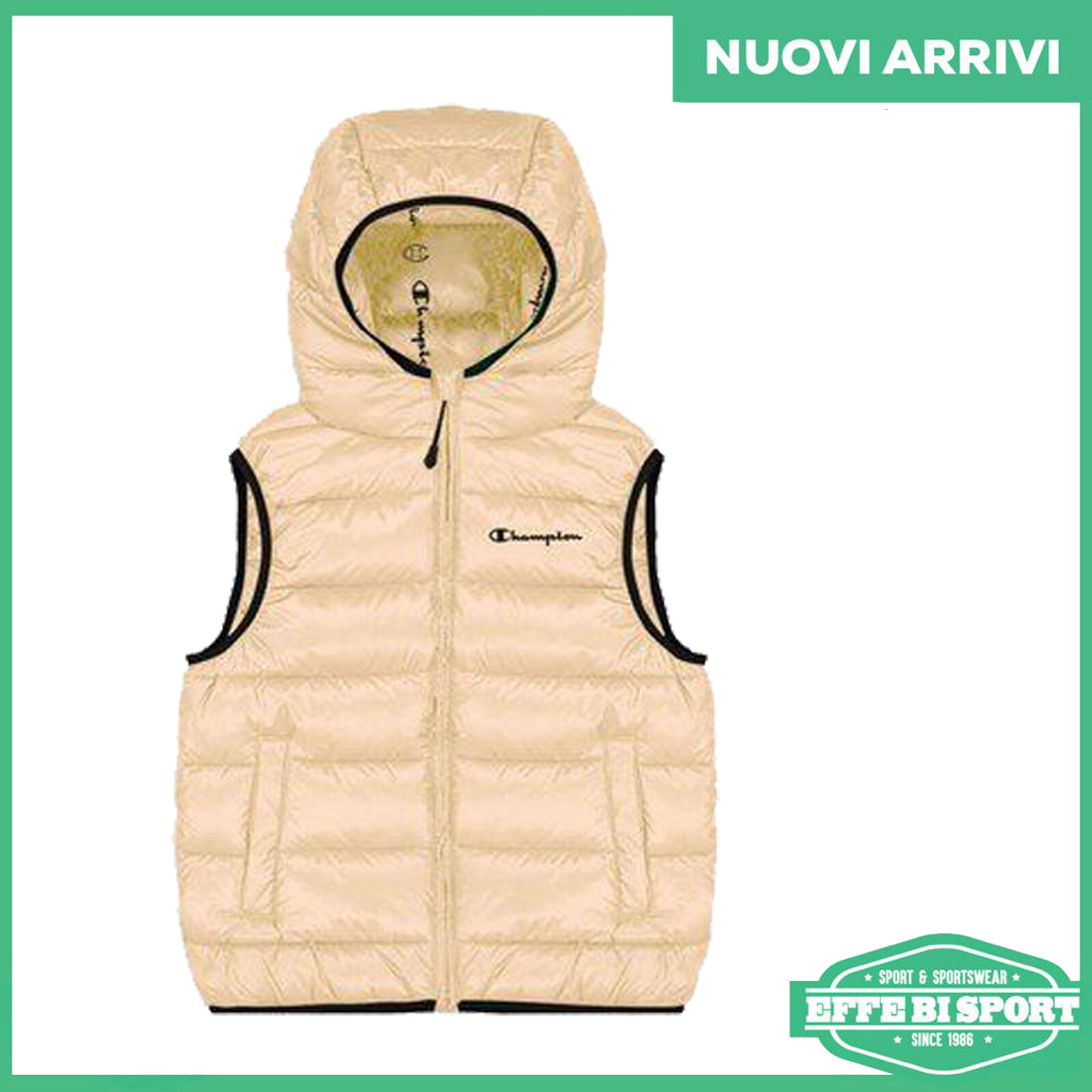 Piumino smanicato bambina Champion giubbino con cappuccio e zip