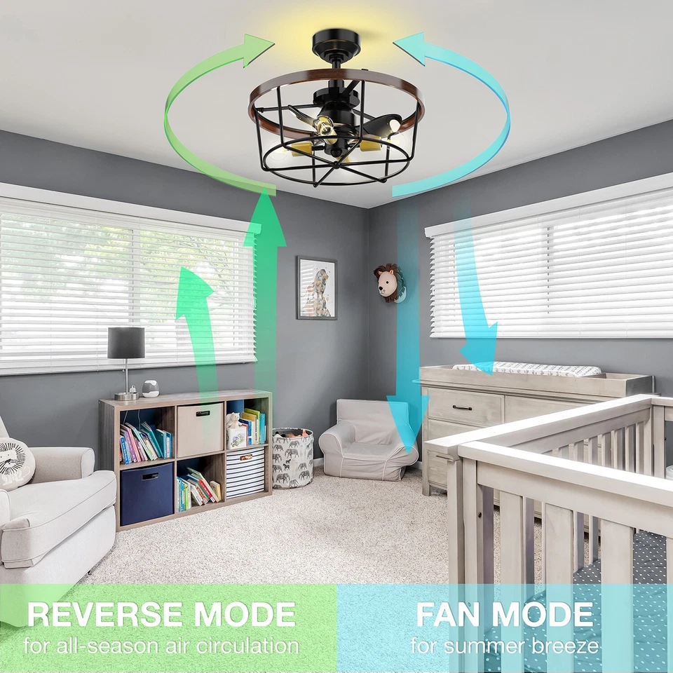 21" Caged Ceiling Fan with Lights and Remote Control (4x E26 LED Bulb Required) - Image 4 of 4