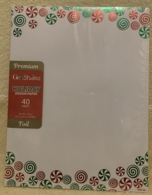 40 Pc Geo Studios PEPPERMINT CANDY Design Paper Letterhead 8.5x11 - NEW